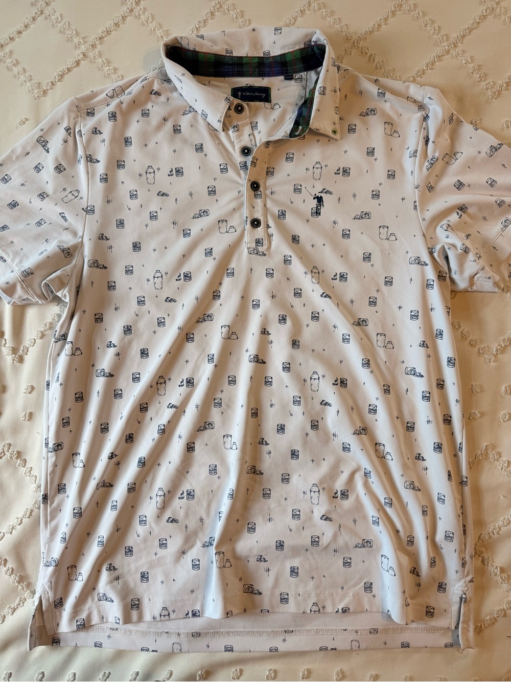 William Murray Men's White Old Fashioned Golf Polo Shirt Size Medium
